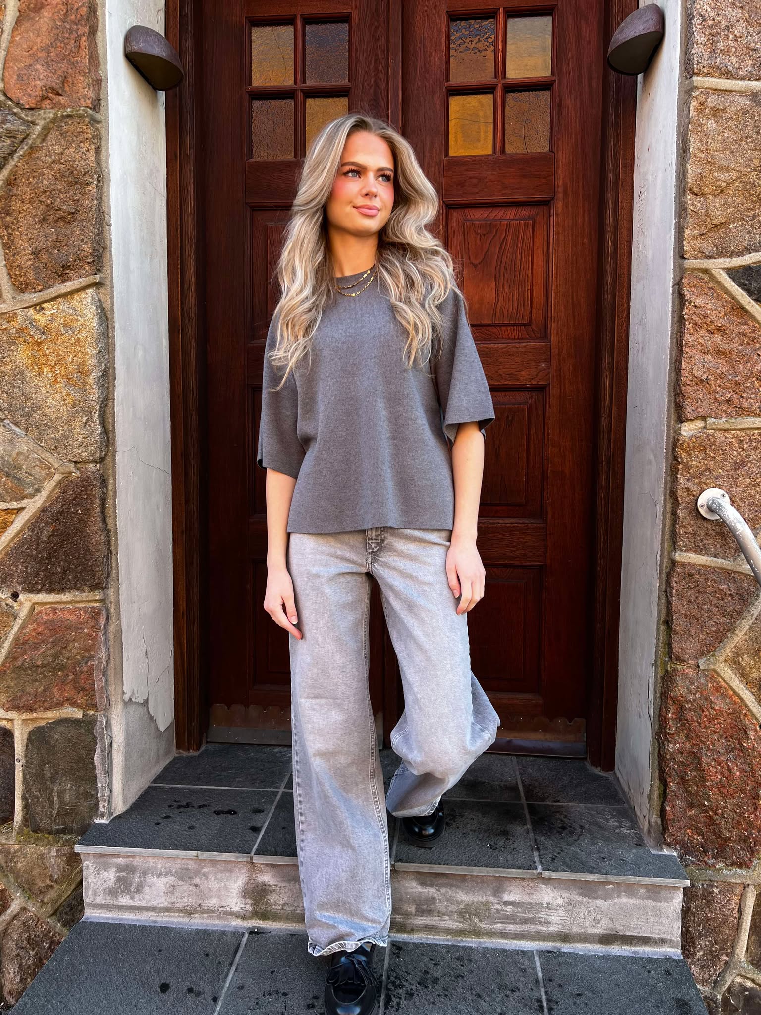 OBJREYNARD Pullover - Medium Grey Melange